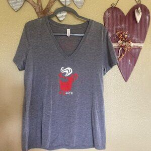 Bella Canvas Gray T-Shirt with Subtle Red Design